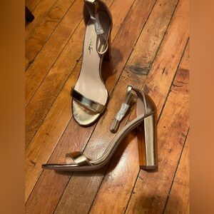 Lulus Rose Gold Taylor Ankle Strap Heels- size 8